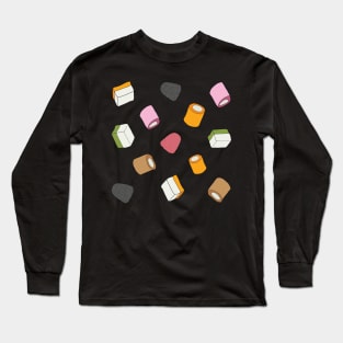 Dolly Mixture/Pick and Mix Sweets Colourful Pattern on Black Long Sleeve T-Shirt